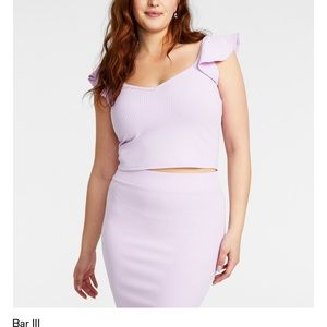 Bar lll - V Neck fluttered sleeved crop top